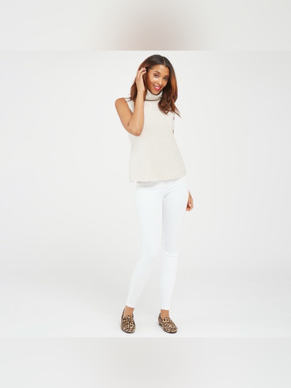 SPANX Jean-ish Ankle Leggings in White, Size Small